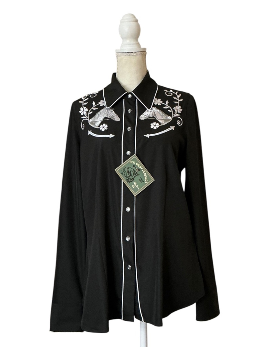 Roper Old West Classics Horse Embroidered Pearl Snap Western Shirt L NWT